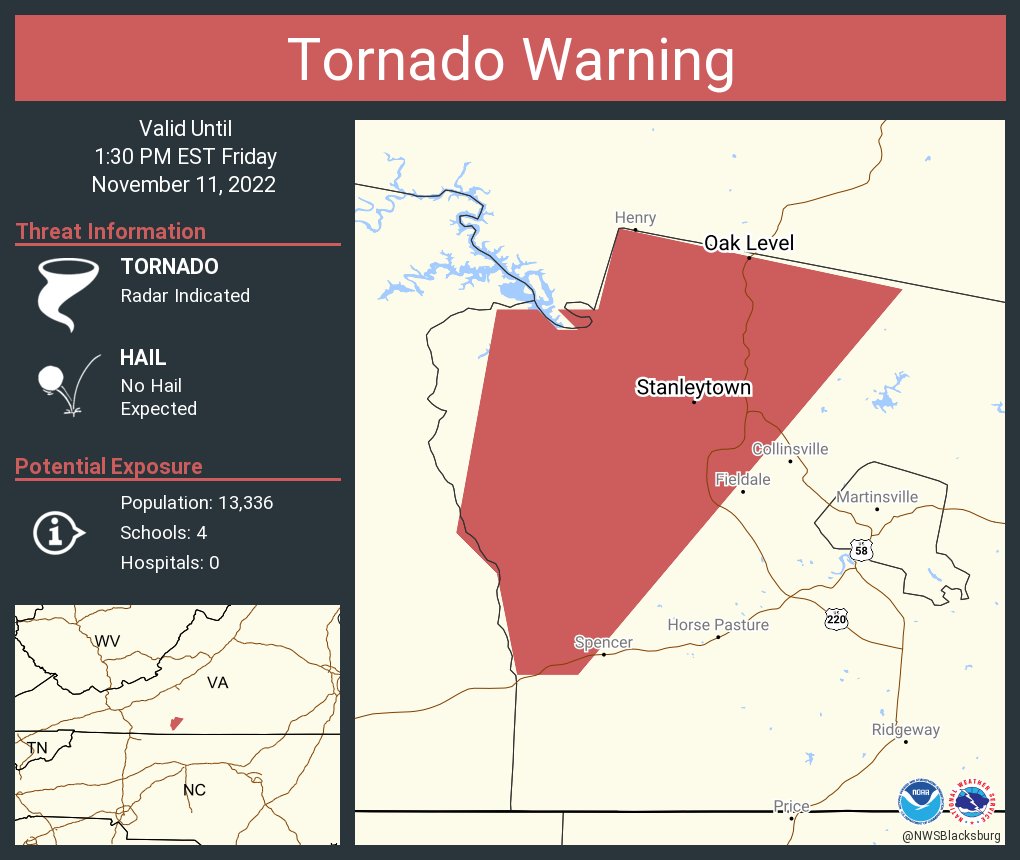 NWS Tornado on Twitter "Tornado Warning including Stanleytown VA