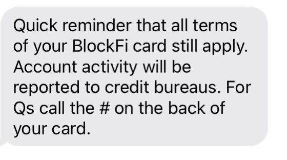 Good guy BlockFi making sure users keep up with their credit card payments as withdrawal of funds off the platform are halted