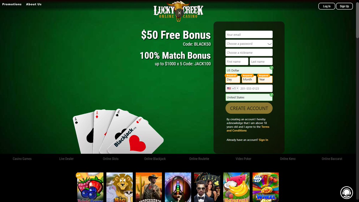 Roulette2Play's tweet photo. Rival Saucify and Betsoft Games 

Lucky Creek Casino  – $50 NO DEPOSIT BONUS Free Bonus Code: BLACK50  
100% Match Bonus up to $1000 x 5 Code: JACK100

https://t.co/ytXgsmvOJw #NoDepositBonus #Fun #Win #NoDepositCasinobonuses https://t.co/JSwj5hZs6Q