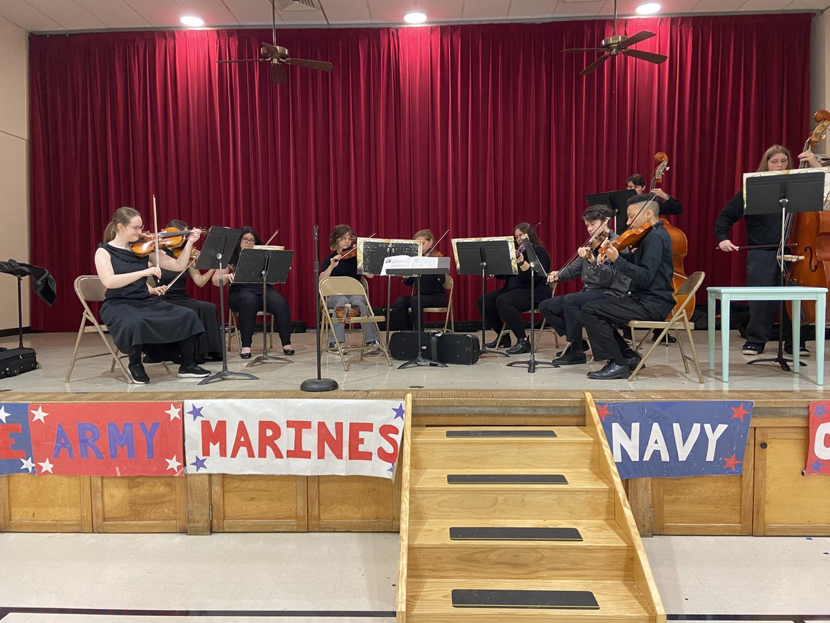 adavis2806's tweet photo. It was a great morning for SCHS orchestra.  Performance at Coverdell for Veterans Day and a gender reveal for Baby #4.  IT'S A GIRL!   @SCHSactivities @StChasCitySch https://t.co/lKKVdjyPWY