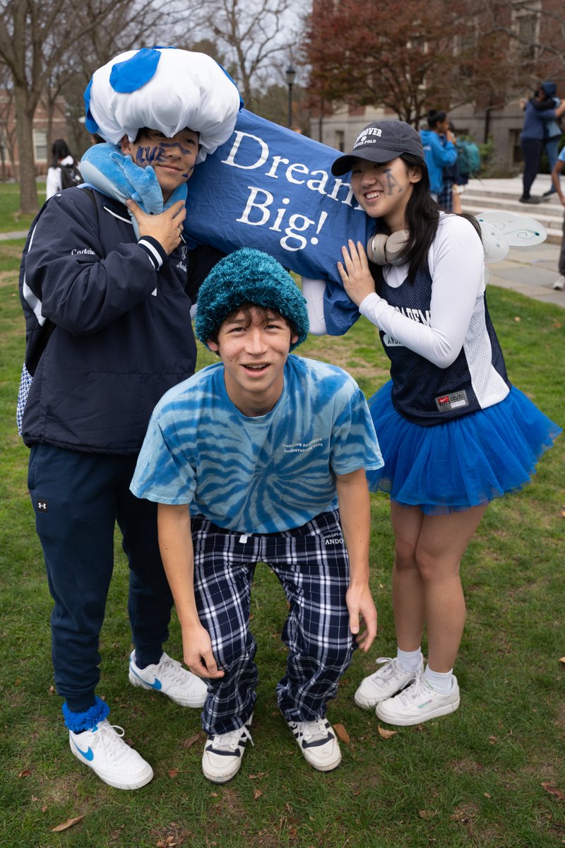 phillipsacademy's tweet photo. BIG BLUE Spirit Day!! 💙🎶🧢🩴🧦👕🧥🐬💧🪁🚙 All blue, all day! Tomorrow we #WrecktheEx #PhillipsRivalry #Andover #PhillipsAcademy https://t.co/bViwmLuJek