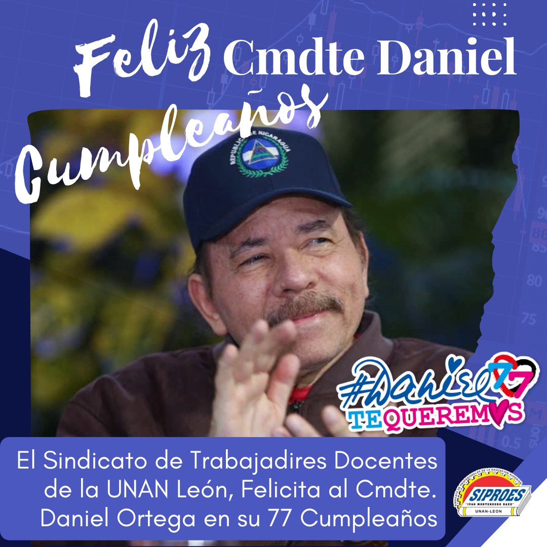 Toda una vida luchando por los pobres, por los obreros y campesinos. Toda una vida, junto a su pueblo defendiendo sus logros y conquistas. Hoy tu pueblo te felicita en tu cumpleaños. #Daniel77TeQueremos #UnidosEnVictorias 
#LeonRevolucion