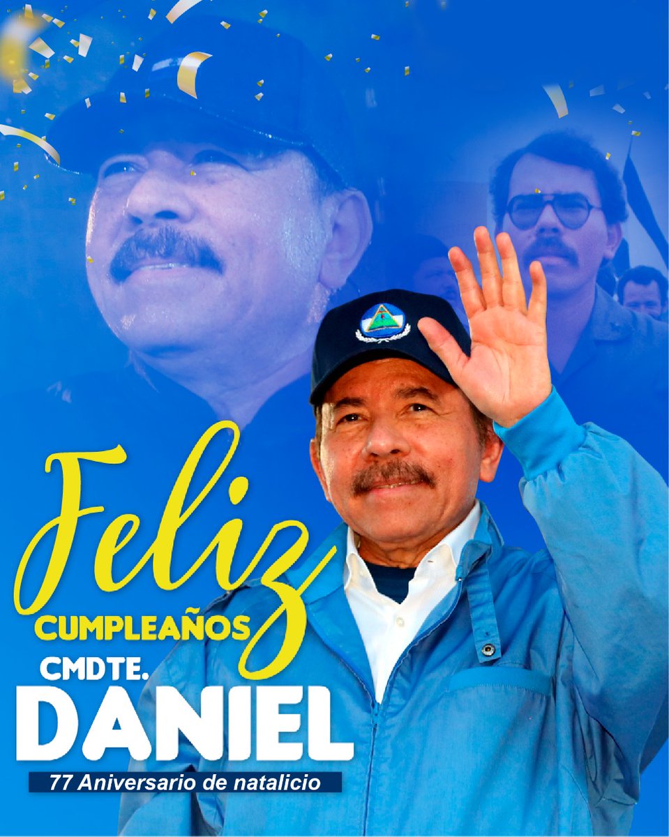 Michell33603766's tweet photo. 🥳Felicidades a nuestro ciudadano # 1, ese hombre de inmensos valores, de increíble humildad y sin duda alguna, de un magnífico liderazgo .

El pueblo, el sandinismo, la militancia esta orgullosa de verle llegar a un año más de vida lleno de salud ��
#Daniel77TeQueremos https://t.co/LiEbgRSlNb