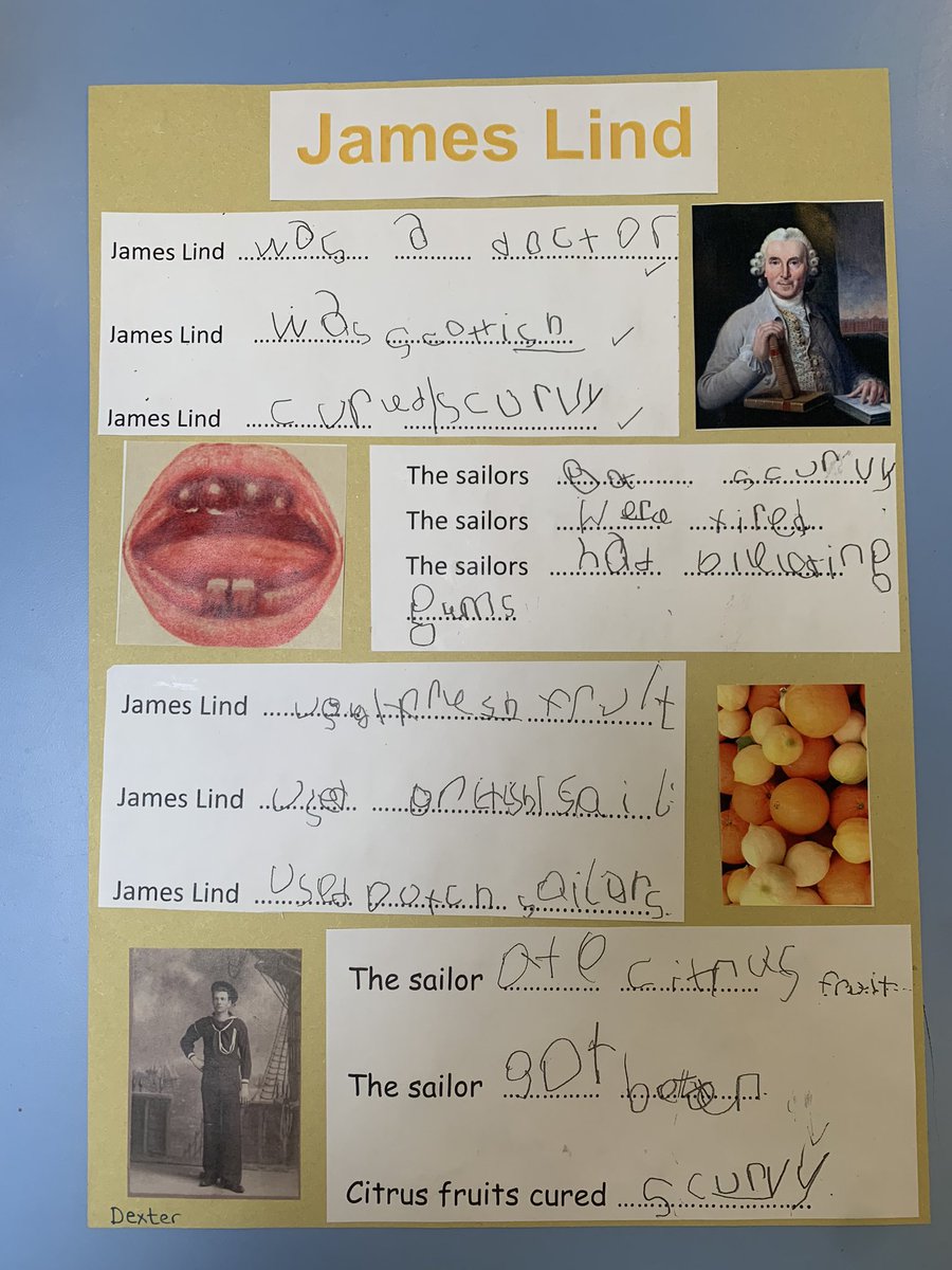 MrsParaskevaSPS's tweet photo. We have been learning about James Lind. The children have written excellent non-chronological reports all about him. Did you know that citrus fruits cured scurvy? @SummerswoodPS @MJonessps @SpsWheatcroft https://t.co/4BEHLL9v3D