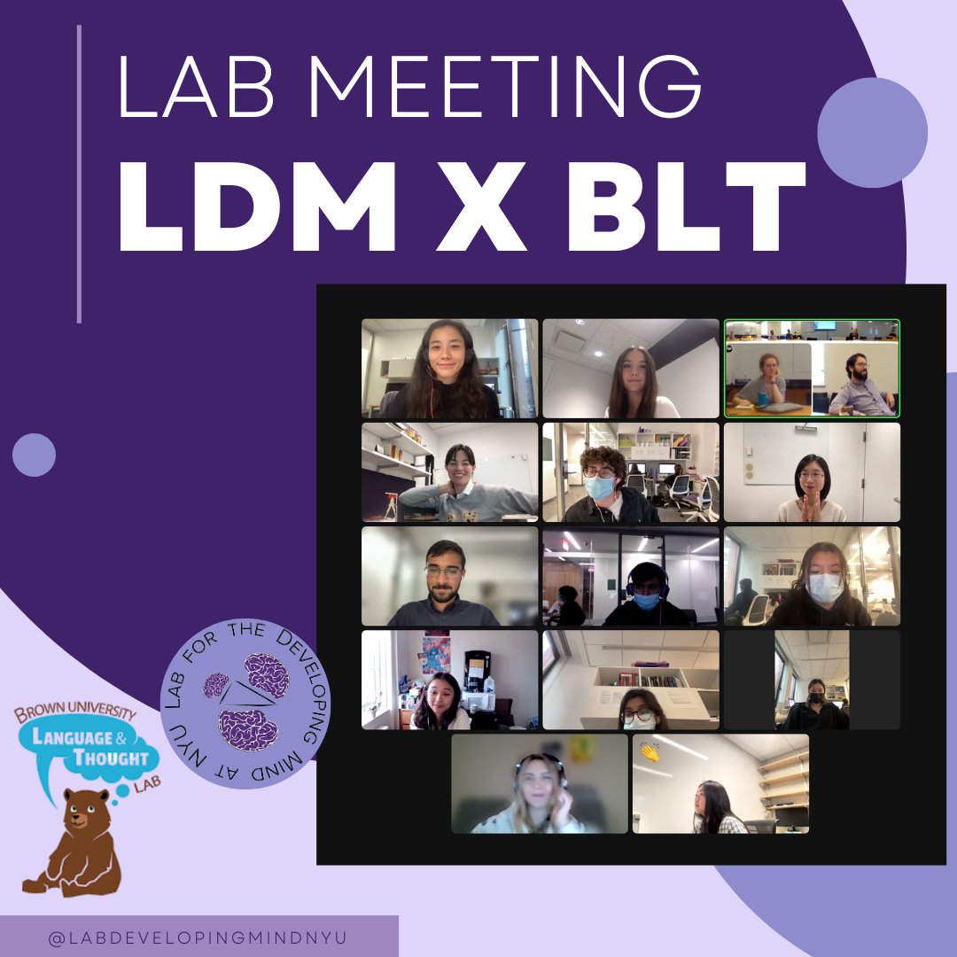 LDM_NYU's tweet photo. This week the LDM was happy to have a joint lab meeting with our friends over at Brown University's Language and Thought Lab! @bltlab A huge thanks to Dr. Roman Feiman and the rest of the BLT team for joining us! https://t.co/Gi2Acj9IKv