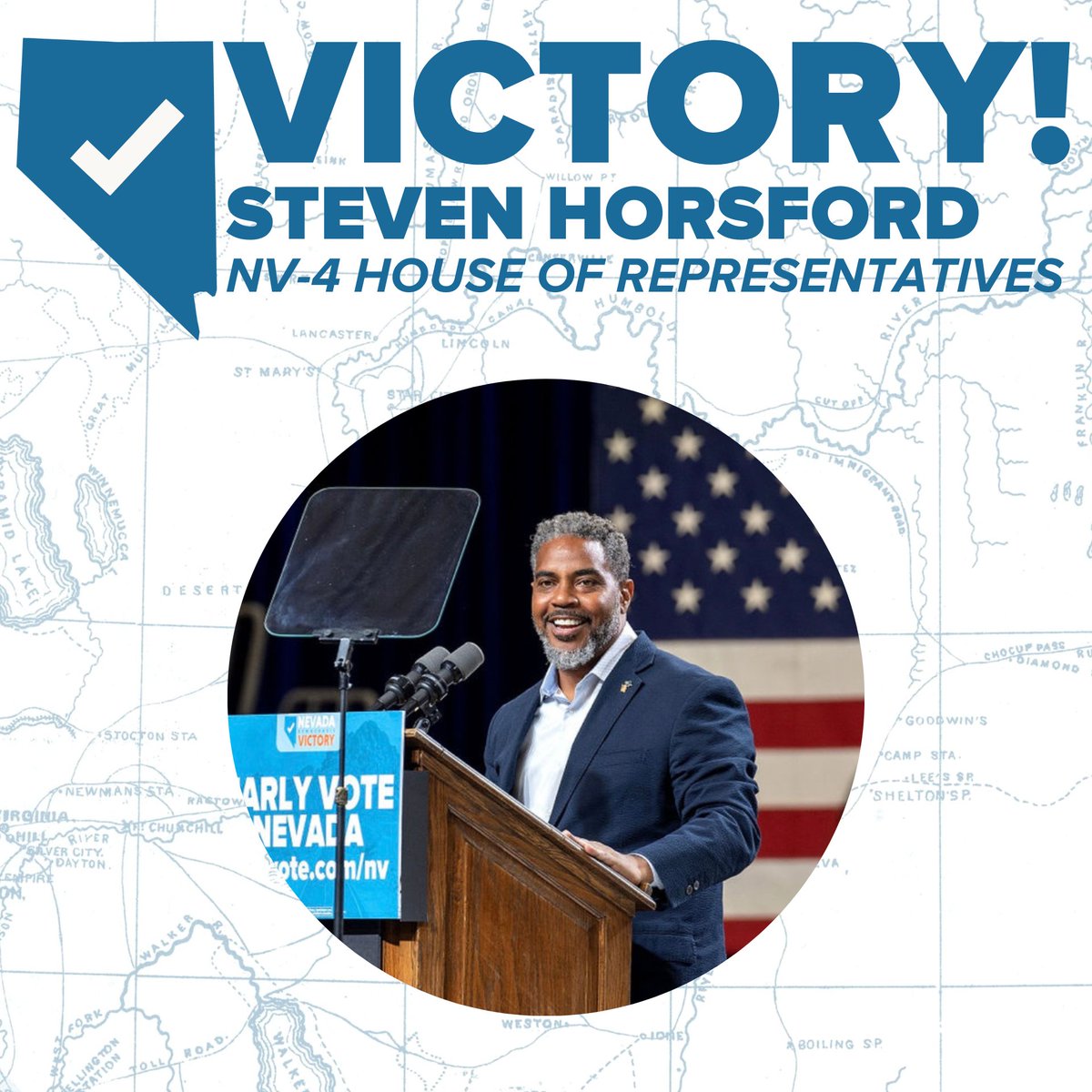 Nevada Democratic Victory 🛸 (@demvictorynv) on Twitter photo VICTORY! <a href="/TheNVIndy/">Nevada Independent</a> has projected that <a href="/StevenHorsford/">Steven Horsford</a> will be RE-ELECTED and will continue to serve Nevadans in Congress! VICTORY! <a href="/TheNVIndy/">Nevada Independent</a> has projected that <a href="/StevenHorsford/">Steven Horsford</a> will be RE-ELECTED and will continue to serve Nevadans in Congress!