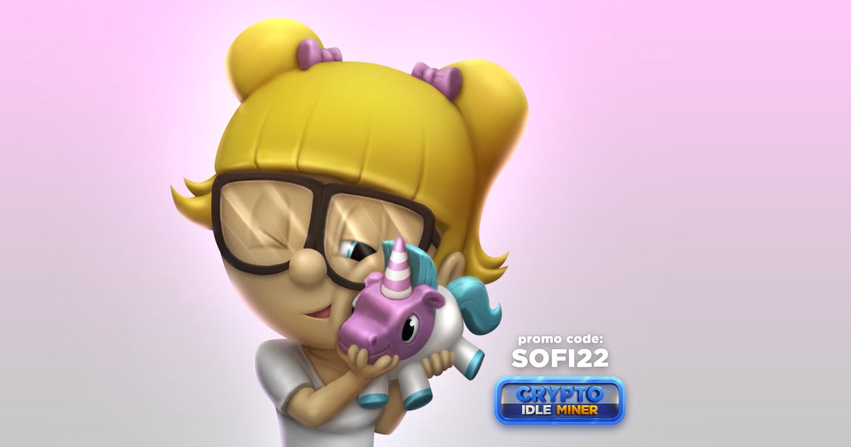 Cute and charming, Sofia is taking over the game! Welcome to Sofia’s Event! 👧🦄

▶️ Play NOW: idleminer.onelink.me/Irub/dff77bba 

🦄 PROMO CODE: SOFI22 🦄

#cryptoidleminer #P2E #PlayToEarn  #NFTs  #cryptogame #Crypto  #mobilegames #blockchain #Friday