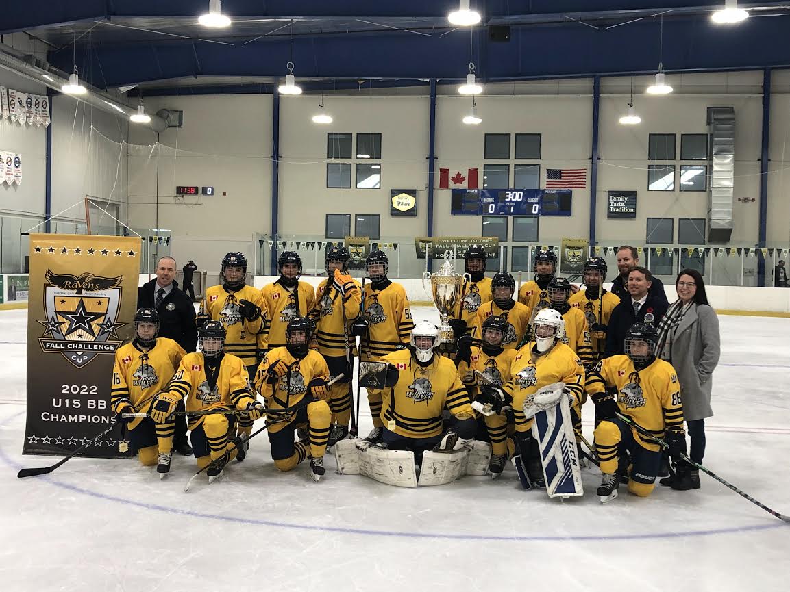3rd tournament, 3rd win.
Last weekend at the Waterloo Fall Cup Challenge, the U15BB team won their 3rd straight Gold defeating Burlington 8-1.
The team went 5-0 with a goal differential of 26-6.
Congratulations!