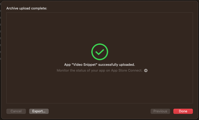 VideoSnippetApp's tweet image. Version 1.2 submitted with new video format export options (vertical videos for TikTok/Instagram) and video previews while rendering.