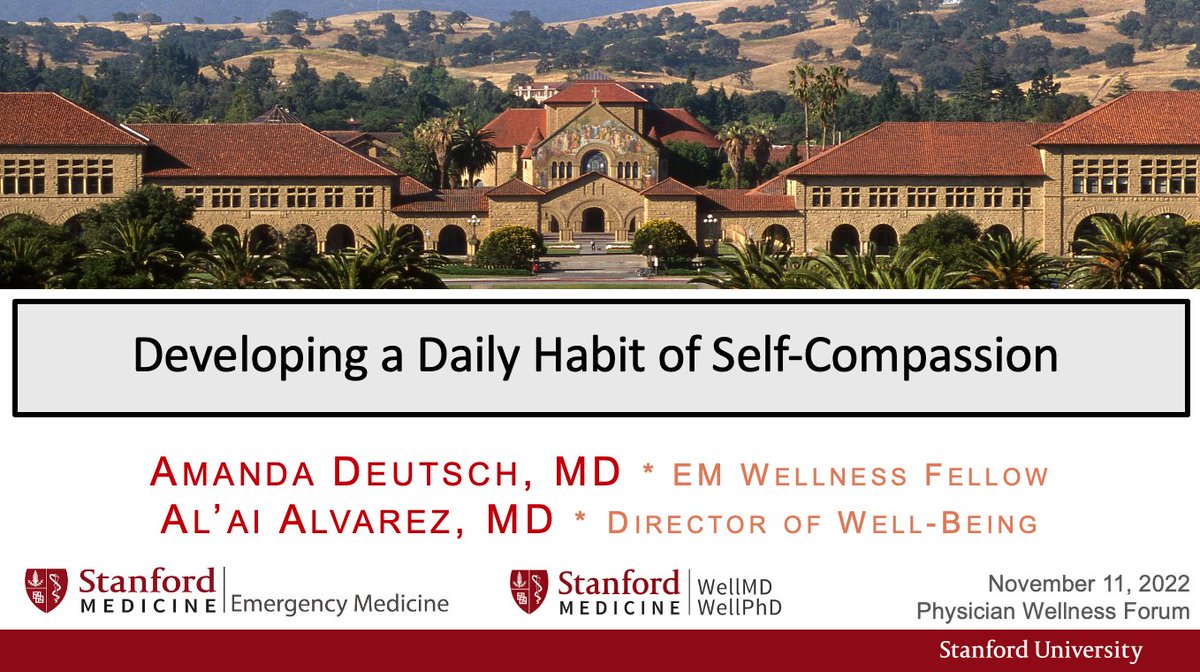 Proud moment. I get to co-present with Dr. @amandajdeutsch, @StanfordEMED #EMWellness Fellow on #SelfCompassion at the @StanfordWellMD Physician Wellness Forum. #doctorsarehumanstoo #bestjobever #LoMaH #MedTwitter #HeforShe