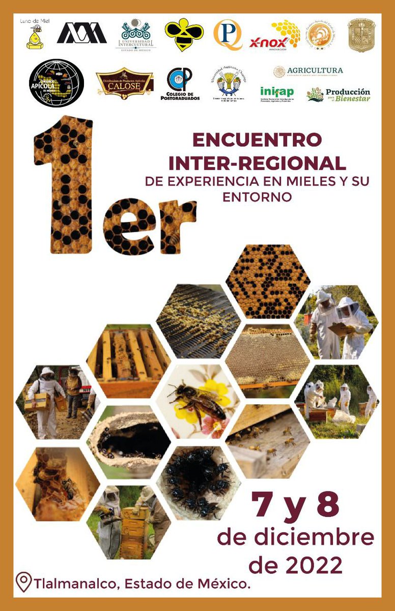 CoSob_Miel's tweet photo. Con orgullo, se les invita al 1er Encuentro Inter Regional de experiencia en miel y su entorno😍🐝👏 este 7 y 8 de diciembre  en el #EstadoDeMéxico. No se lo pueden perder #ProducciónParaElBienestar #ProducirParaComer #EAT #AutosuficienciaAlimentaria https://t.co/QuvOuSBpfe
