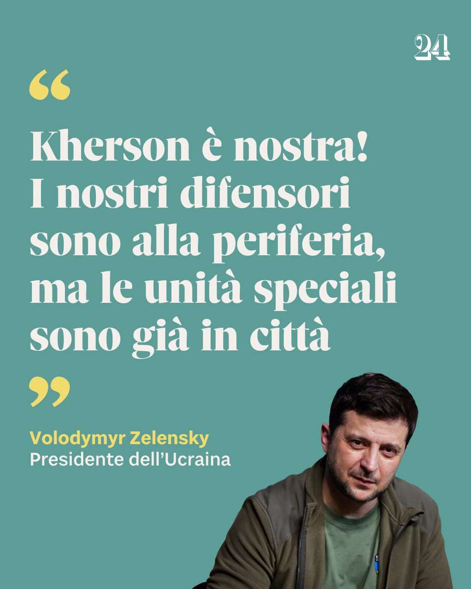 🔸 Sul proprio account Telegram, #Zelensky ha scritto: «#Kherson è nostra!».
➡️ Tutti gli aggiornamenti in diretta sul sito del #Sole24Ore: bit.ly/3E3TzoA
