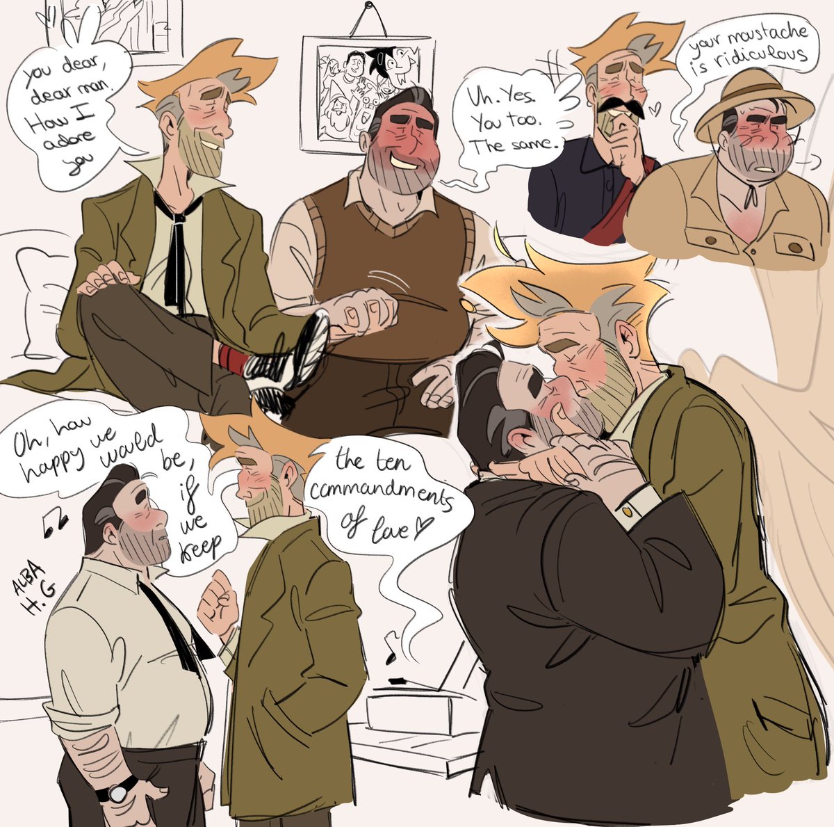 Just wanted to thank everyone for all the love on my “the house in the cerulean sea” animation!! Here are some of the sketches and explorations i did of linus and arthur during the process 💙