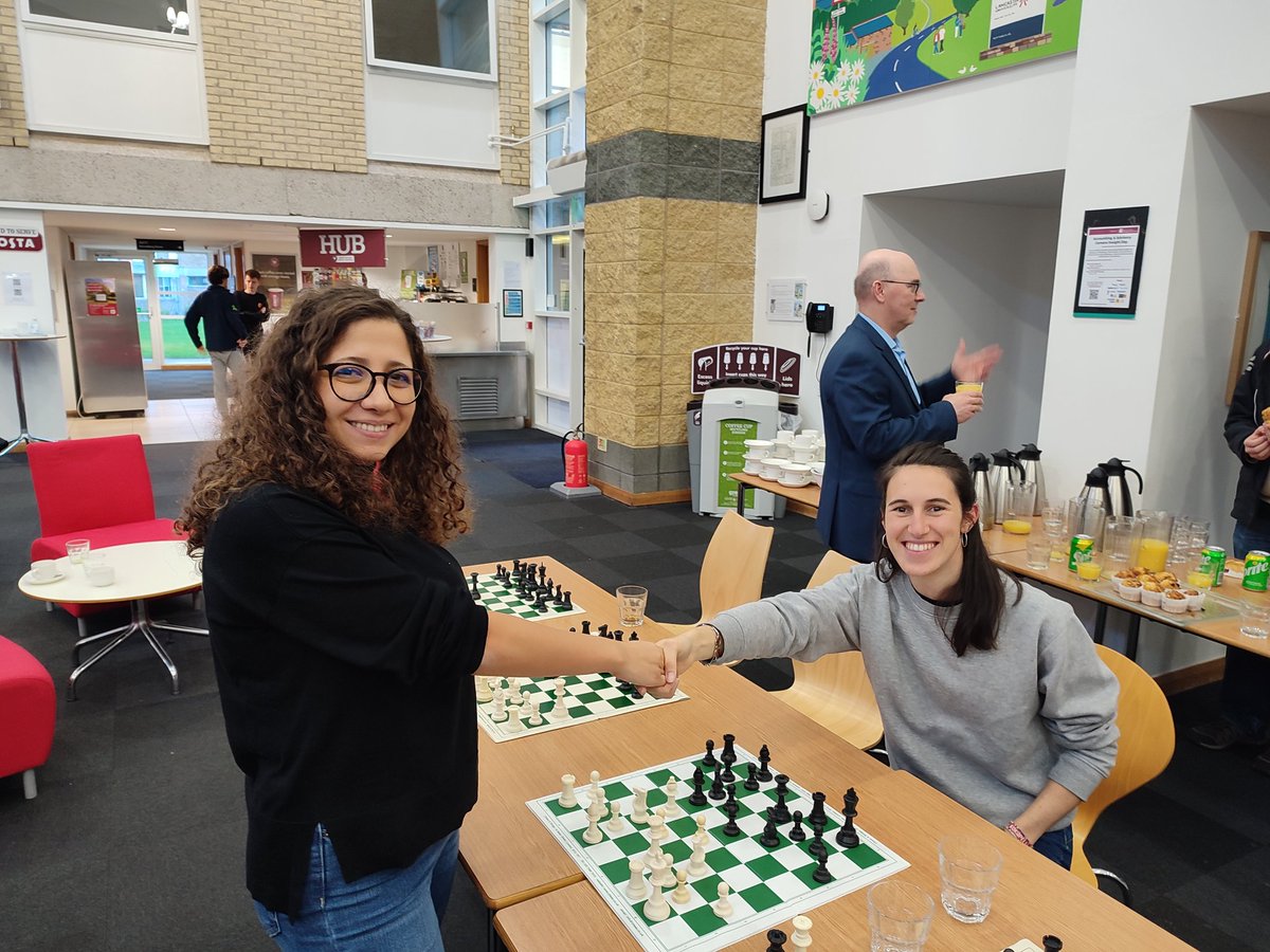 CostiChiara's tweet photo. Today @RenaudFoucart with the #LancasterEconSociety has organised an incredible event where @MayaJalloul and #AlexanderMatros played 13 players simultaneously! Now there's the game 2 truths, 1 lie:
#1 They won in less than one hour
#2 Maya and I drew
#3 I just pretended to play https://t.co/MFZe4VPx2x
