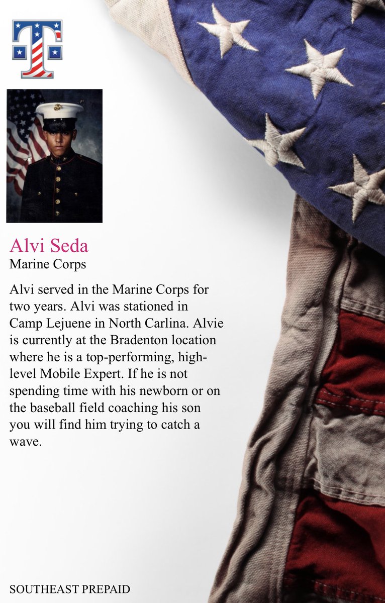 TonyCBerger's tweet image. Happy Veterans Day from the Southeast! Happy to spotlight ME, Alvi Seda for his service in the Marines! 🇺🇸 #MobilizeForService @AnnieG_FL @thayesnet