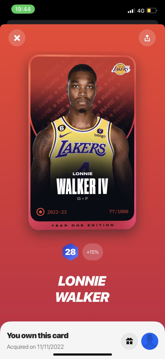 Loonie Walker a 60€ en récompense pour cette Game Week, la semaine dernière c’était un Jamal Murray a 50€ !
+110€ en 1 semaine c’est plus qu’ok 🙃