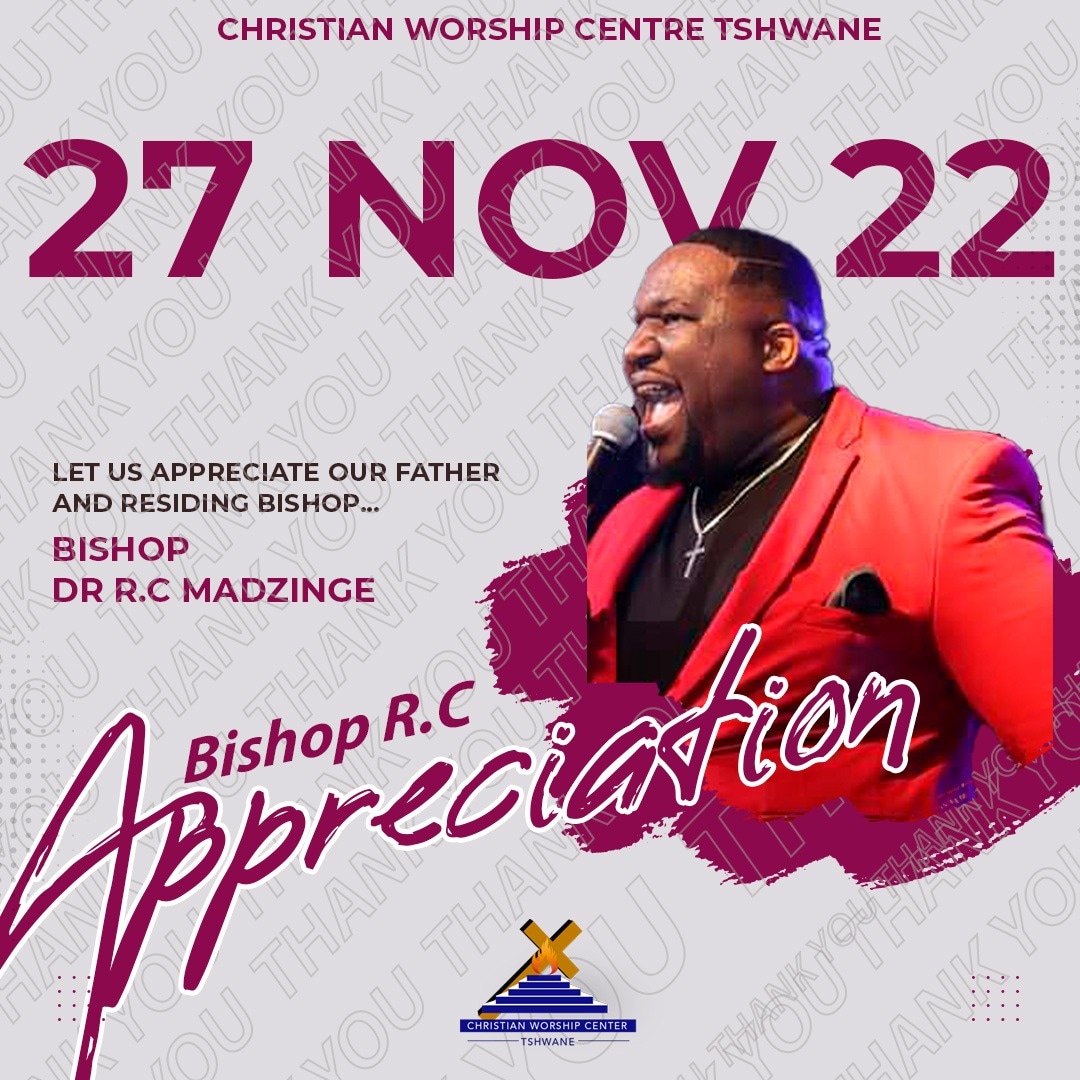 CWC_Tshwane's tweet photo. Once in a year as CWC Tshwane - we come together for one reason : TO CELEBRATE OUR BISHOP!
Come, let's appreciate him for the work he is doing in the kingdom and for the caliber of leader he is.

Join us once again, as we put a stamp on it! 

📍 283 Bloed Str, Pta https://t.co/MrNZXAYFCF
