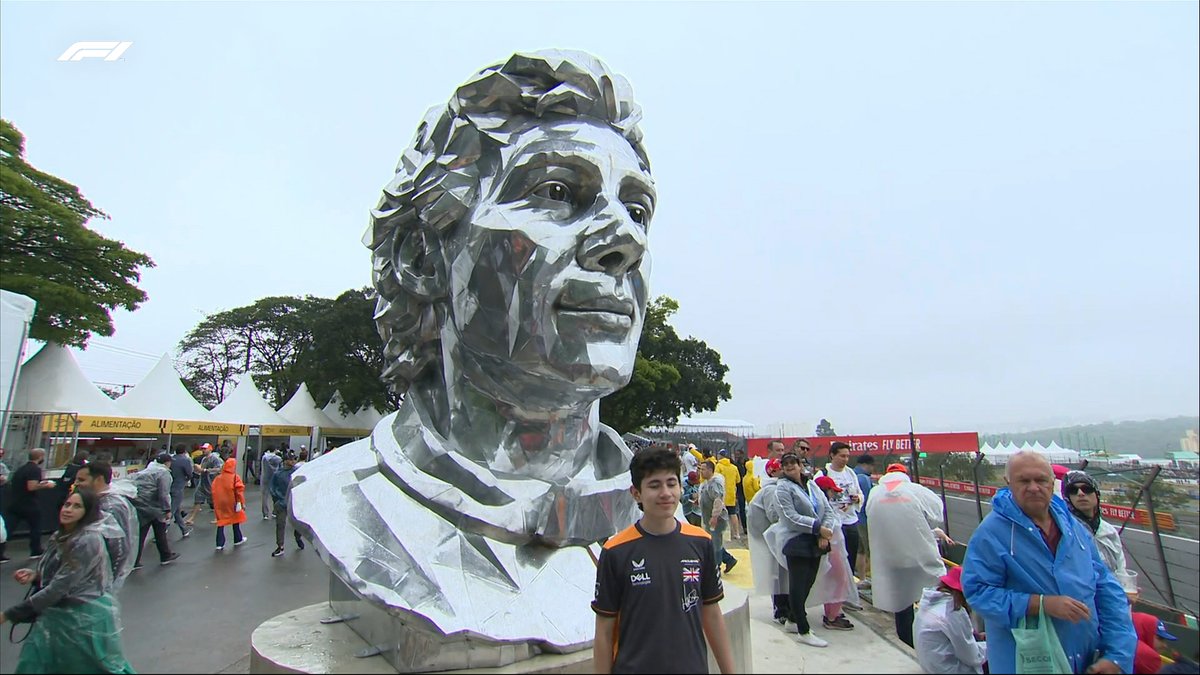 F1's tweet image. Ayrton watching on ❤️
The new Senna statue was unveiled on Wednesday 🙌
#BrazilGP #F1