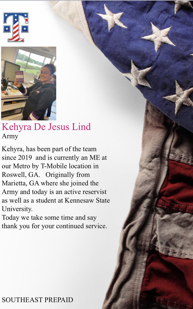 TonyCBerger's tweet image. Happy Veterans Day from the Southeast! Happy to spotlight ME, Kehyra De Jesus Lind for her service in the Army! 🇺🇸 #MobilizeForService @AnnieG_FL @thayesnet