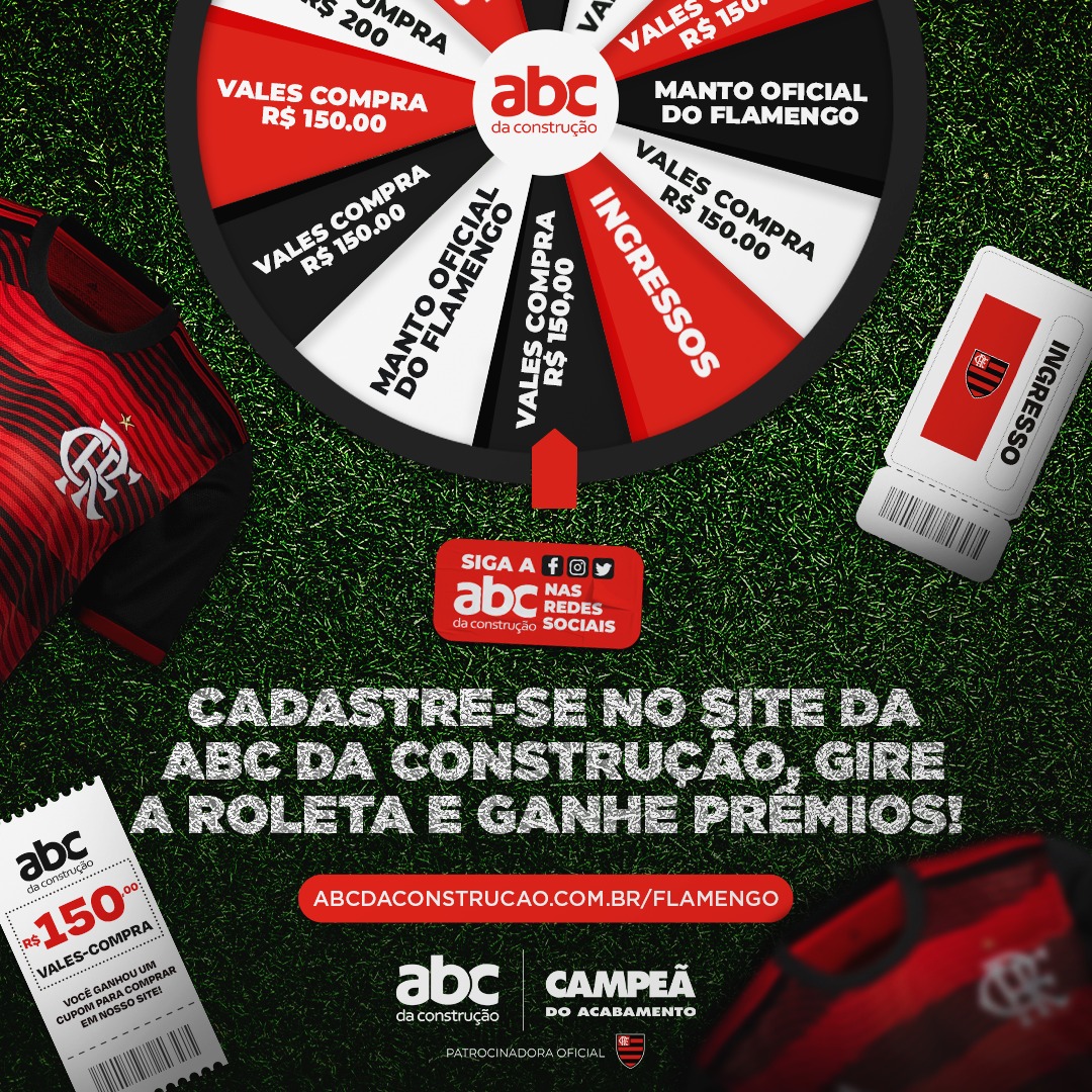 Flamengo on X: VOCÊ + 3 AMIGOS EM MAIS UM JOGÃO NO MARACÃ? 🔴⚫️ Se liga,  com a ABC da Construção você pode ganhar uma camisa oficial + 4 ingressos  para acompanhar