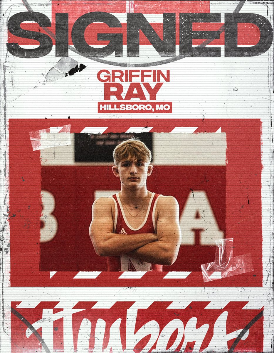 HuskerWrestling's tweet photo. 𝗦𝗜𝗚𝗡𝗘𝗗 ✍️ 

@GriffinRay2023 is officially a Husker.

#ToughTogether | #GBR https://t.co/u8a63KCPeN