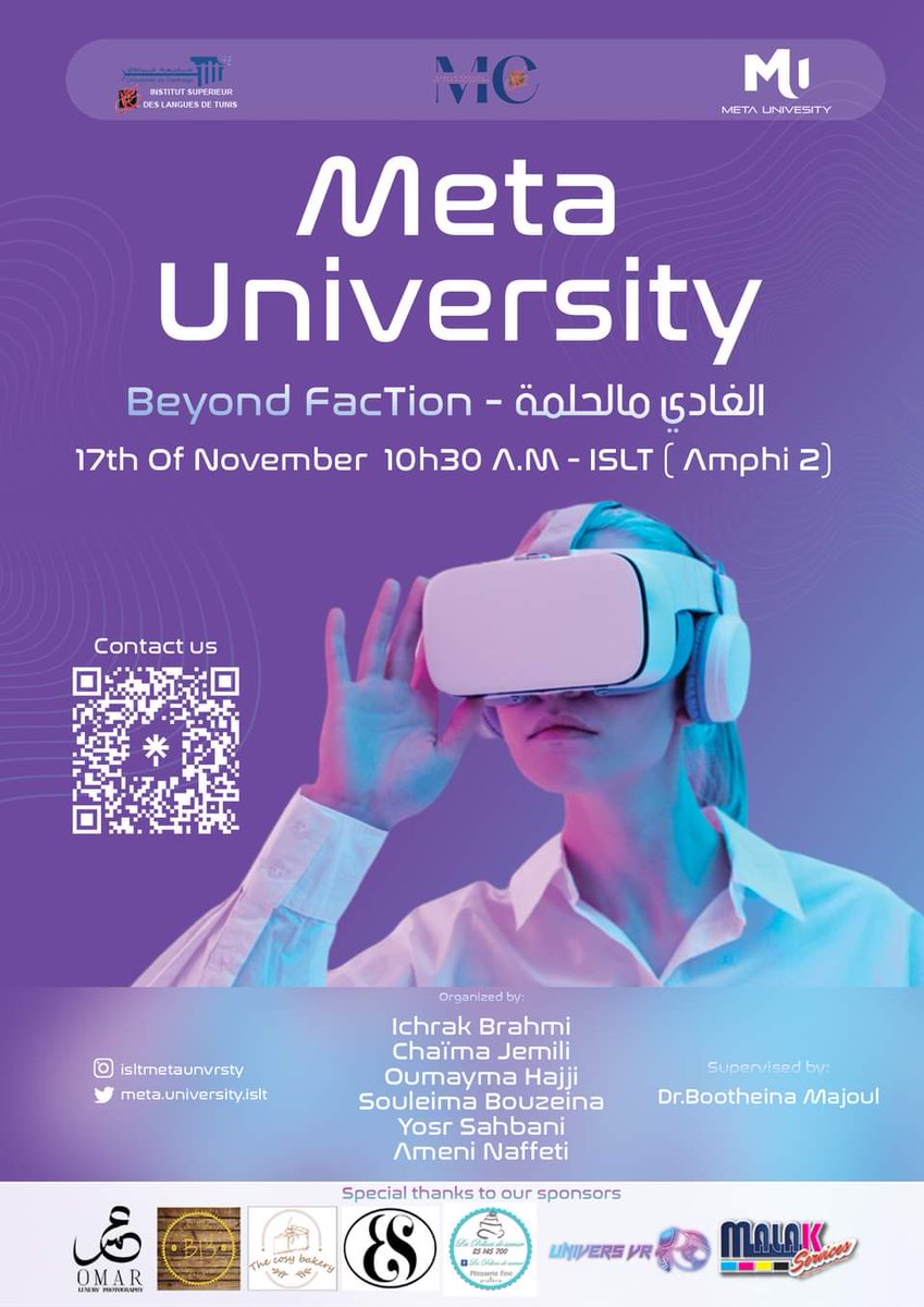 isltmetaunvrsty's tweet photo. We are hyped to finally reveal the poster of our event 😍😍
6 days to go ... are you ready ?
#comingsoon #StayTuned #event #MetaUniversity #17november #Metaverse #tunisia https://t.co/m00w9wsGux