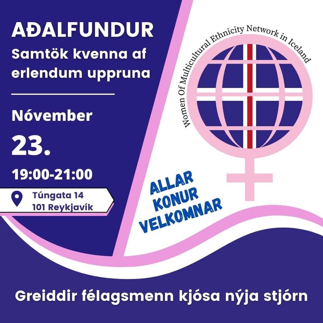 W.O.M.E.N.'s Annual General Meeting is in 12 days! Open to all women. Paid members get to elect the new board!
Check the event: womeniniceland.is/vidburdir/ 
Check out how to become a member: womeniniceland.is/gerast-felagi-… #womenhelpingwomen