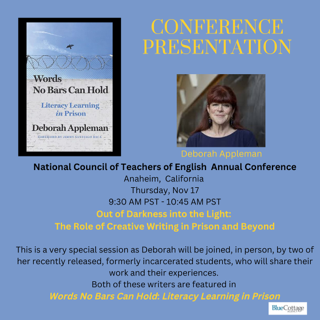 DeborahAppleman's tweet photo. Wouldn't you like to meet this amazing formerly incarcerated poet in person:
https://t.co/9gm58VtarA
Please join us at #NCTE22  @NCTE https://t.co/bw0mh70lqE