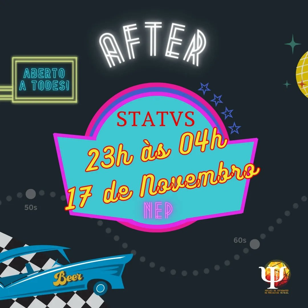 nepiscte's tweet photo. Não podes ir ao Jantar?

Junta-te a nós no After, das 23h às 4h, por apenas 3 NEP's para sócies e 4 NEP's para não sócies, alumnis e externos. 

Podes pagar à porta, no dia, ou através de mbway ou transferência bancária, enviando-nos o comprovativo por e-mail.

Inscreve-te já! https://t.co/xwC2ALQQt1