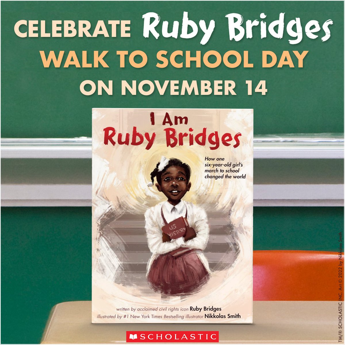 Monday is Ruby Bridges Walk to School Day! Read I AM RUBY BRIDGES by @RubyBridges & @4NIKKOLAS to learn the story of how one girl integrated an all-white school in Louisiana. On Monday, walk in her footsteps to effect change in your community. Learn more: rubybridges.foundation