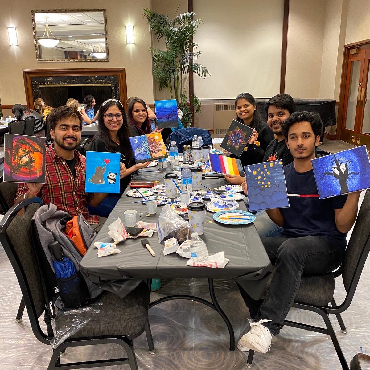 StuffToDoAtMU's tweet image. The coffee pot may have run dry, but we hope you all are enjoying your new pieces of art 🖼️ Take a look at these beautiful creations from Coffee and Canvas!