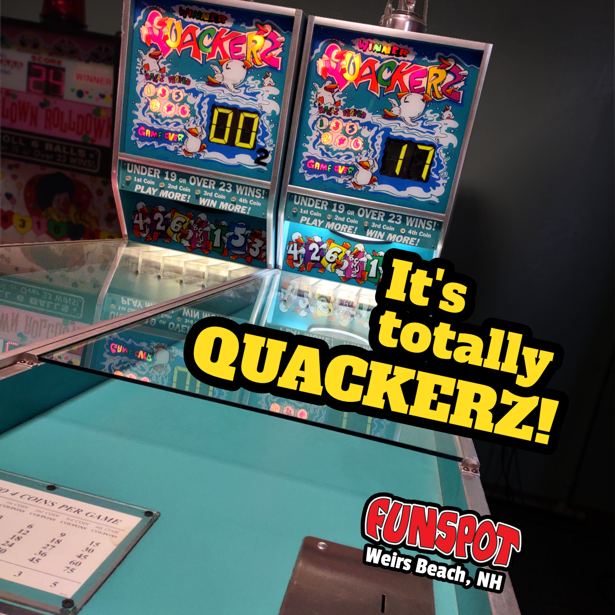 funspotnh's tweet photo. With over 600 games 🕹️, Funspot has plenty for you to discover — like Quackerz! Find your new favorite at the largest arcade in the world! 😀
Open till 10PM tonight!
#funspotnh #games #arcadegames #largestarcadeintheworld #quackerz https://t.co/4OytgKtOHE