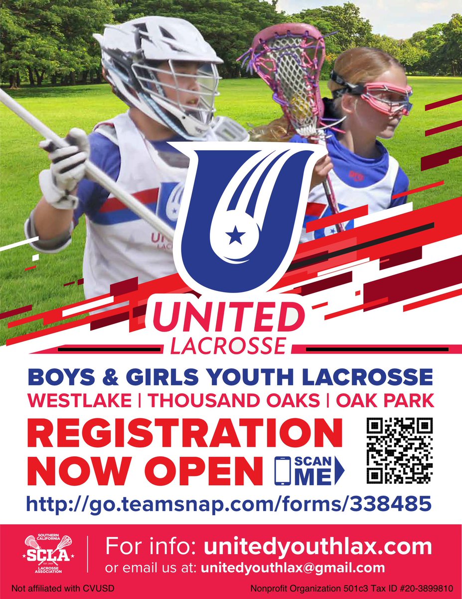 Registration is OPEN! United Lacrosse serves families living in Westlake-Thousand Oaks and Oak Park. All levels welcome!Register Today for Spring 2023 season #united #lacrosse #community #growthegame #lax4life 🥍🥍🥍💯🔥🔥🔥