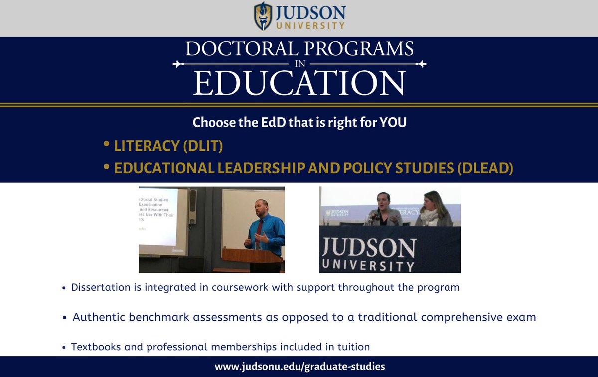 Now is the time to start your next chapter! Earn your EdD in four years @judsonu 
👇
judsonu.edu/graduate-studi…