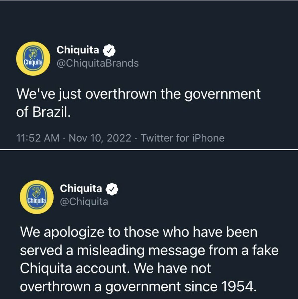 So many to choose from but this is my favorite exchange between fake “verified” accounts.