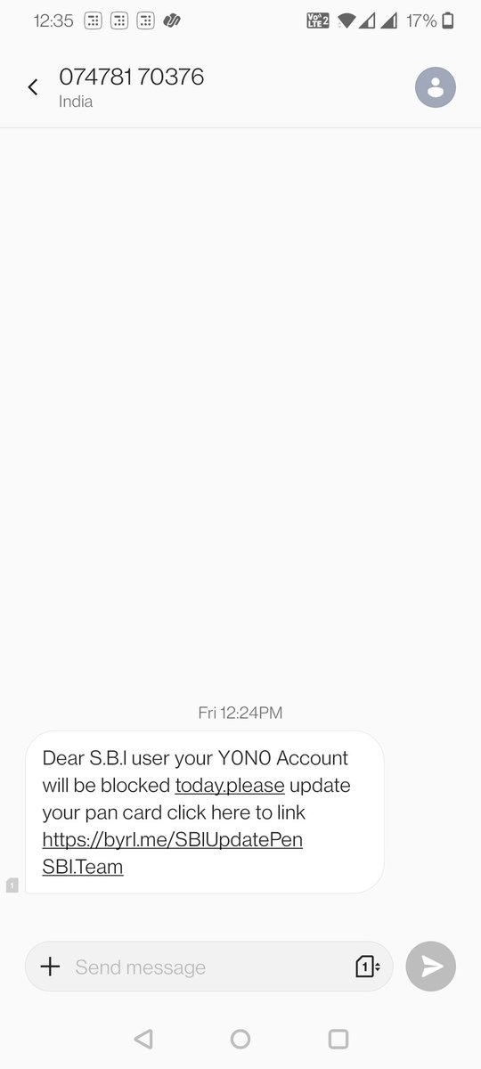 bansal_bimal's tweet photo. @TheOfficialSBI आज फिर तुमपे प्यार आया है
#yonosbi #smsfraud #scamSms @RBIsays @Cyberdost https://t.co/6pliYkSmoW
