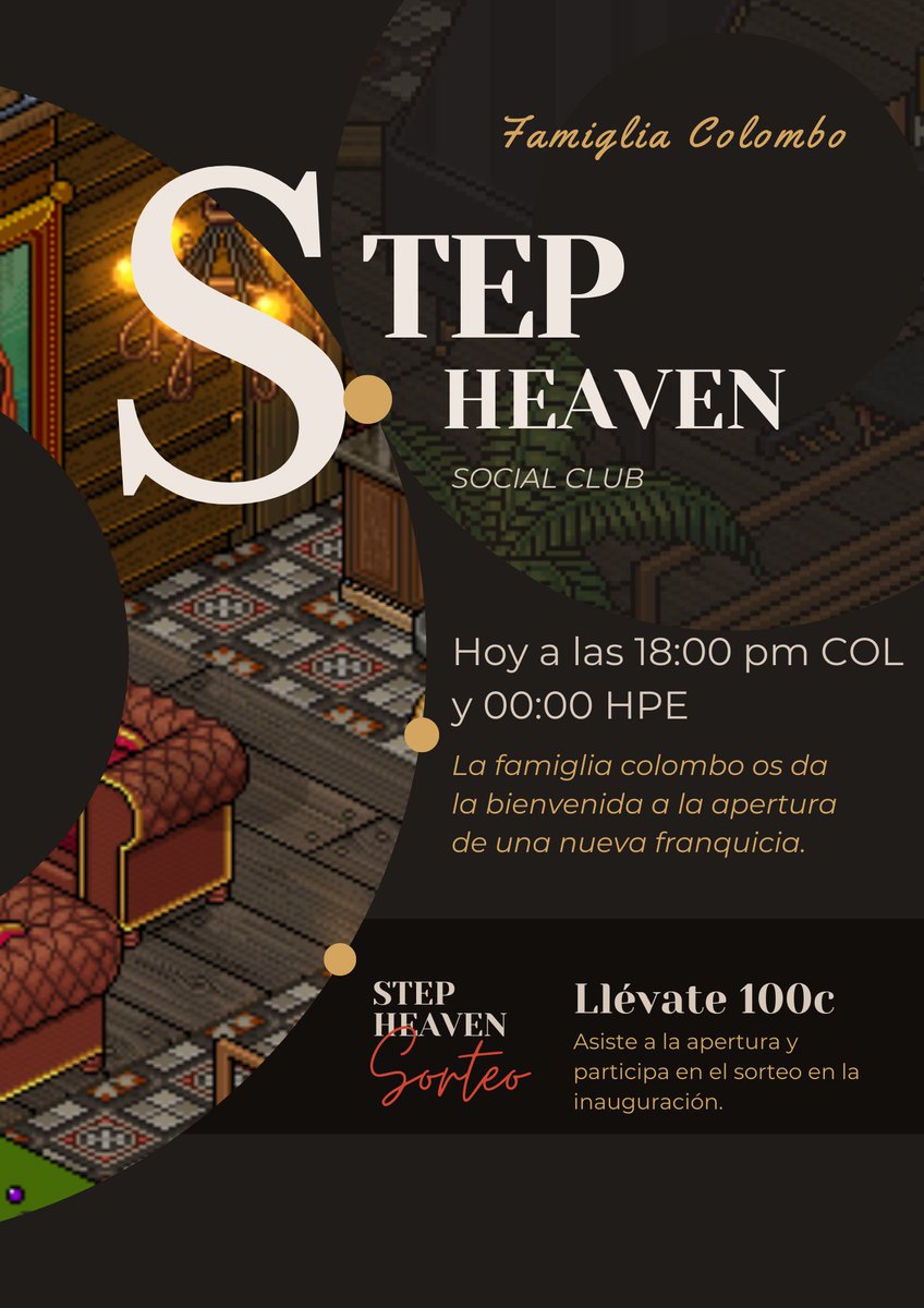 Hoy se inaugura la nueva pp "Step Heaven Social Club" de la Famiglia Colombo en la que estarán todos cordialmente invitados. Un saludo.
