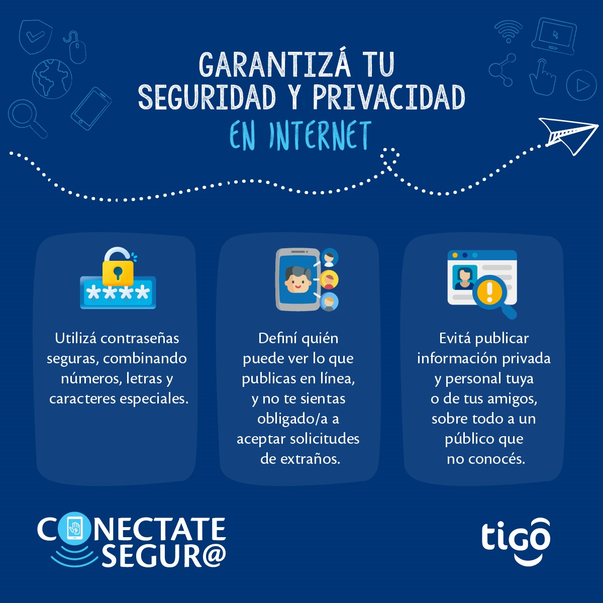 RigoVelazco's tweet photo. 🔊Hola! Soy voluntario embajador del uso responsable y creativo de internet, y desde Tigo queremos compartirte algunos consejos ✅📲
👉🏼Hoy hablamos de la seguridad en internet y cómo proteger tu información privada 🚫
#ConectateSeguroTigoPy https://t.co/8f3KuTF0WF