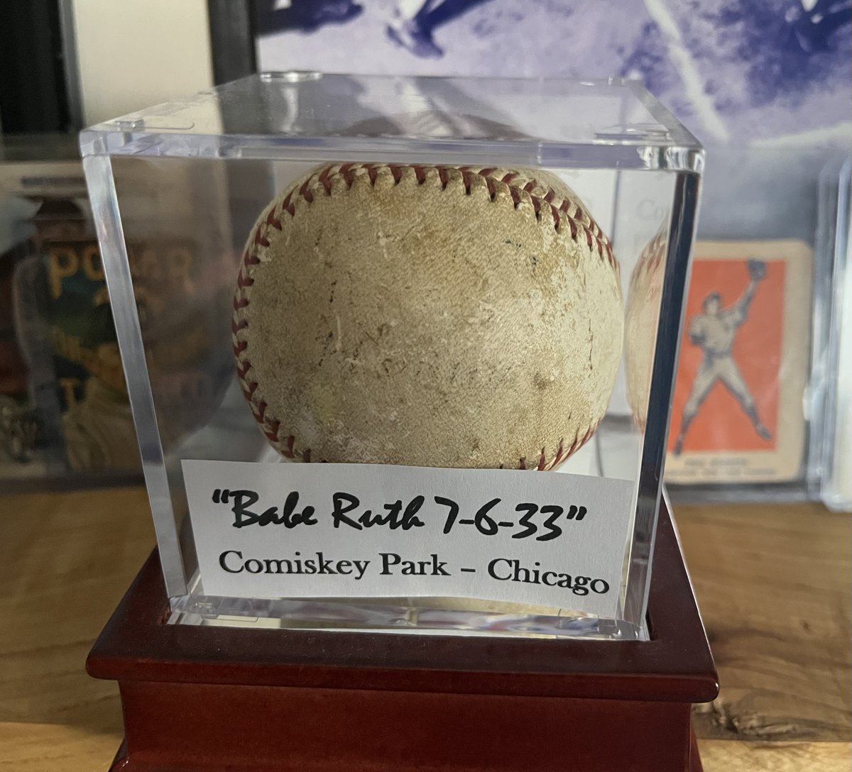 StormStacks's tweet image. Babe Ruth Ball (a thread). Told this story before, but have doubled followers since then! A fav piece from my collection is literally worth $0 in the hobby, but is priceless to me. About 35 yrs ago my grandmother said, "Hey JD, you like baseball, here's a Babe Ruth homerun ball."