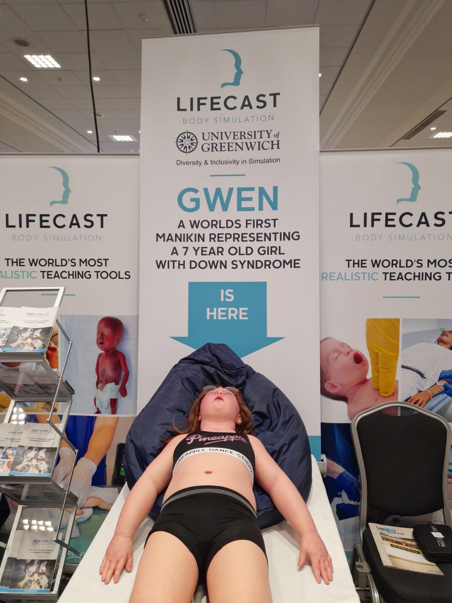 GreEduHealth's tweet photo. Introducing 'Gwen' - A world first #Manikin representing a 7 year old girl with #DownSyndrome. @UoG_GLASCSim &amp; @Lifecast_Body have taken the first step toward making #simulation welcoming to children with disabilities 🙌 Come say hello to Gwen👋 😊 
@PositiveaboutDS @ASPiHUK https://t.co/yYNI3ktgnP