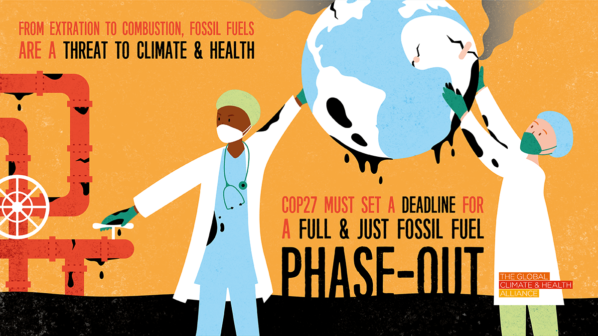 GCHAlliance's tweet photo. #DecarbonisationDay at #COP27: “Only a full phase out of fossil fuels will deliver health benefits of cleaner air &amp; protect people from harm to their health caused by extraction, transport &amp; processing &amp; burning of oil, gas &amp; coal.”https://t.co/JK2KtADKpk https://t.co/KcrlgQ5awP