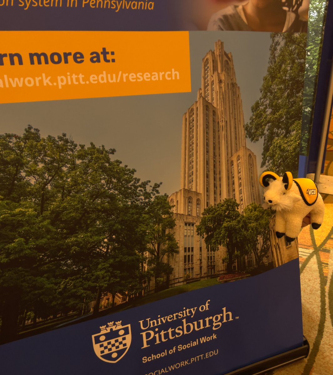 VCUSocialWork's tweet photo. @CSocialWorkEd Did you guess who Rodney was visiting at #APM2022? It was our friends at @PittSocialwork! You can visit them at Booth 506. #WhereIsRodney https://t.co/Csz1P43ltI