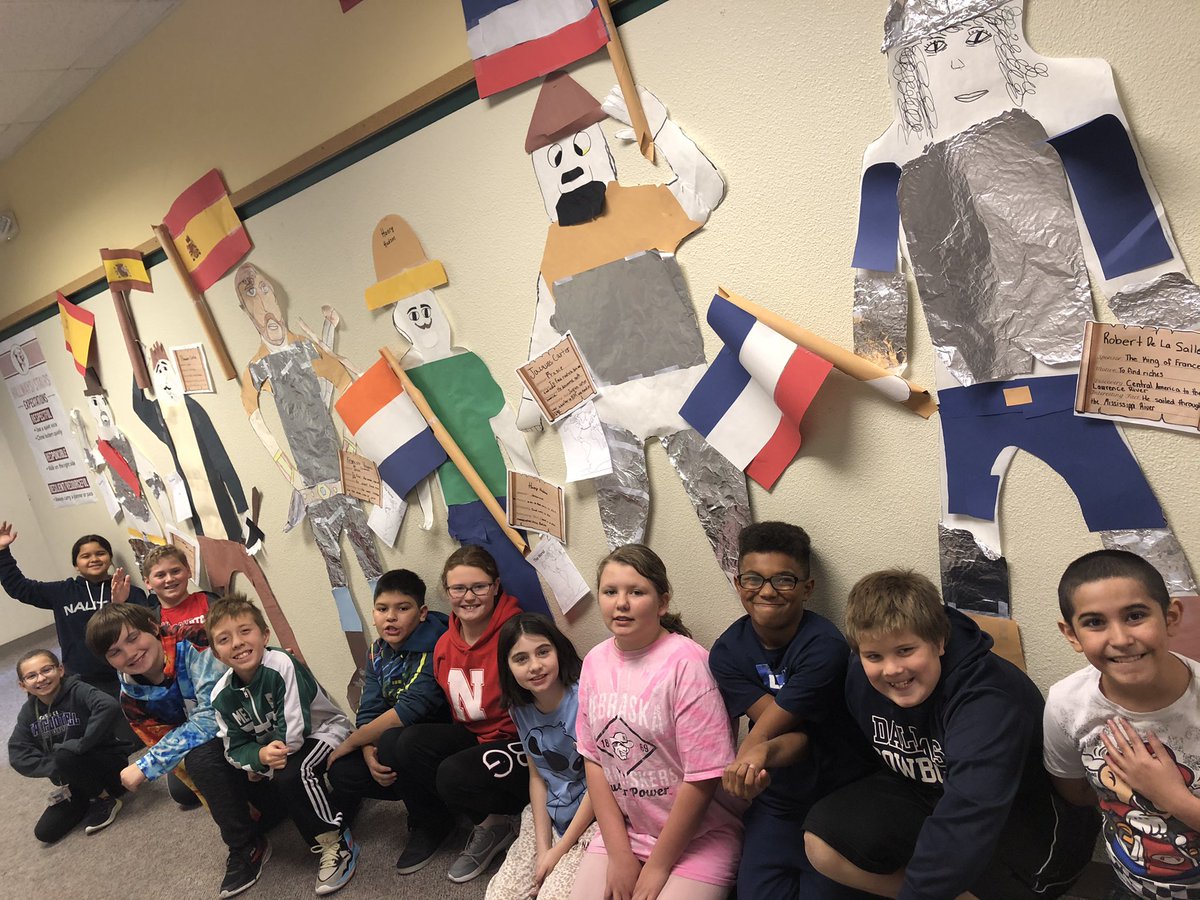 BaberClass's tweet photo. “Ahoy” from our Early European Explorers; Ponce De Leon, Cortes, Cartier, Coranado, Hudson, and La Salle. Students had a blast studying and recreating their life size explorer...Maybe not as much fun teaching their classmates but all did a fabulous job! @Norfolk_MS https://t.co/xvjXDTJ6wF