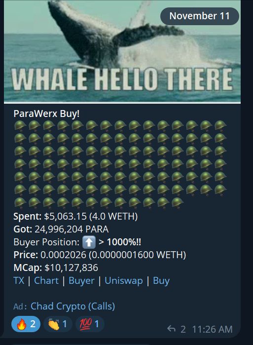 Congratulations to this #PARAWERX holder who just scored themselves ***20 FREE NFTS*** with this buy
Thats a MAX set of NFTs for any one stake. They'll be amplifying their tokens 100% and if they time lock for 120 days an additional 100% for just shy of 75M tokens representation