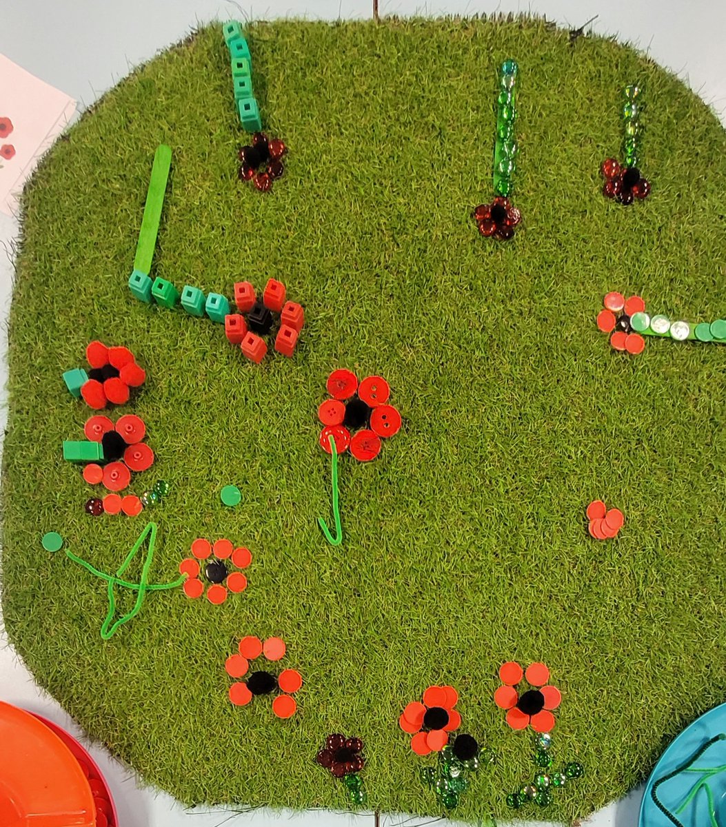 Made a field of poppies out of different materials with reception today for their learning on Remembrance Day - had a great first week on placement!