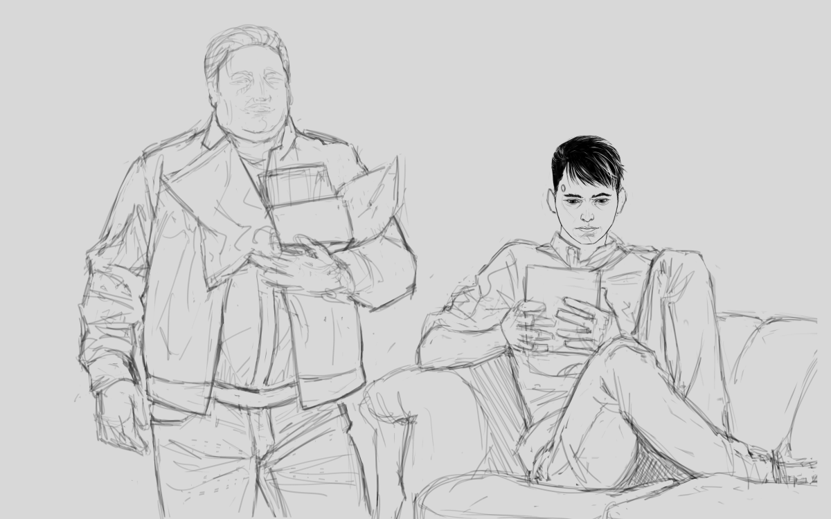 SpaceMonolith's tweet photo. It's Sixty day?! 😱

In my version after deviating he calls himself Cal, he wears his hair down to hide his headshot wound and he's Ben's partner 💙~ 

#dbh #DetroitBecomeHuman #RK800_60 #Ben60 https://t.co/sx0DyLnoLW
