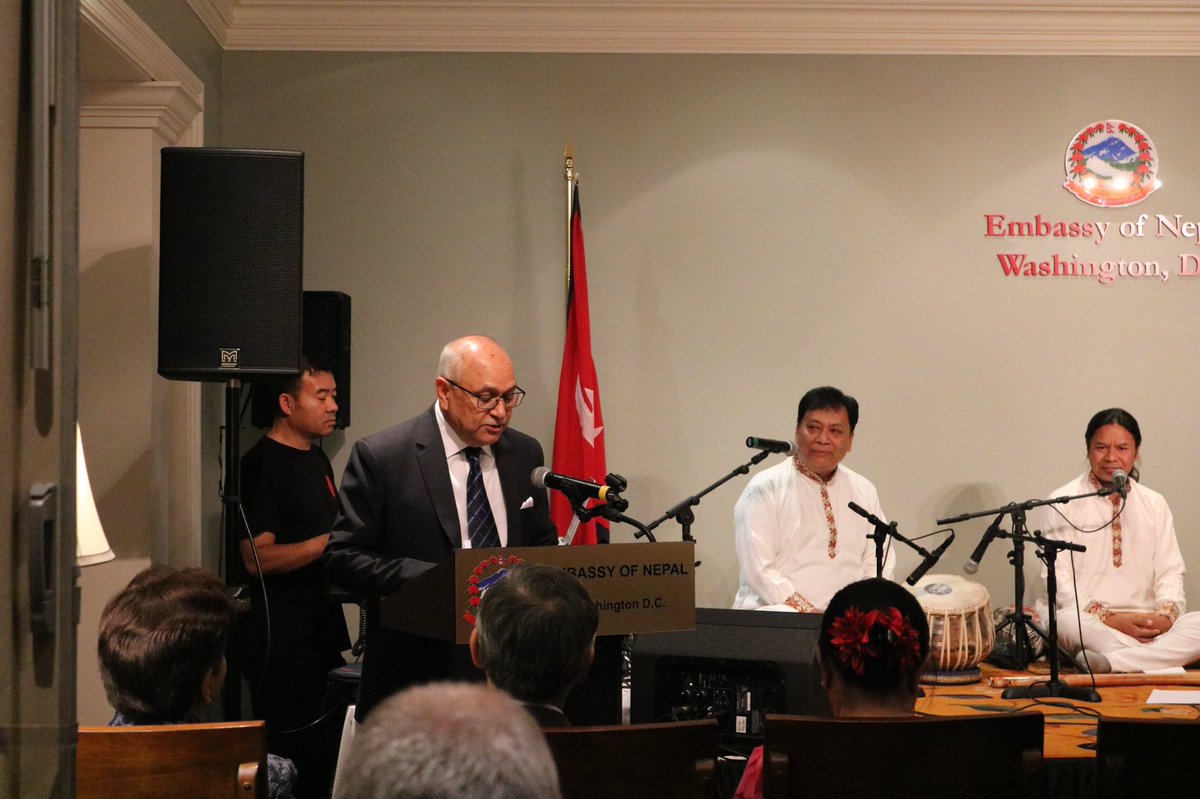 nepalembassyusa's tweet image. To mark the 75th anniversary of the establishment of diplomatic relations between Nepal and the United States, the Embassy hosted a musical evening by Sur Sudha, the popular Nepali classical instrumental band, among the guests from various US government departments.. (1/4)