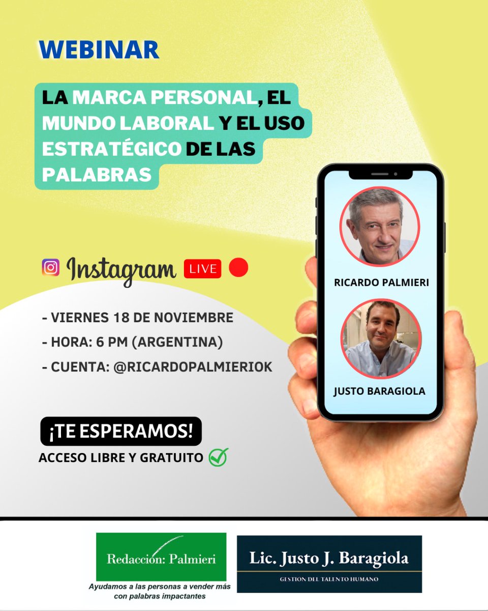 Webinario sobre la #marcapersonal y las palabras. Te veo el 18/11.

#copywrting