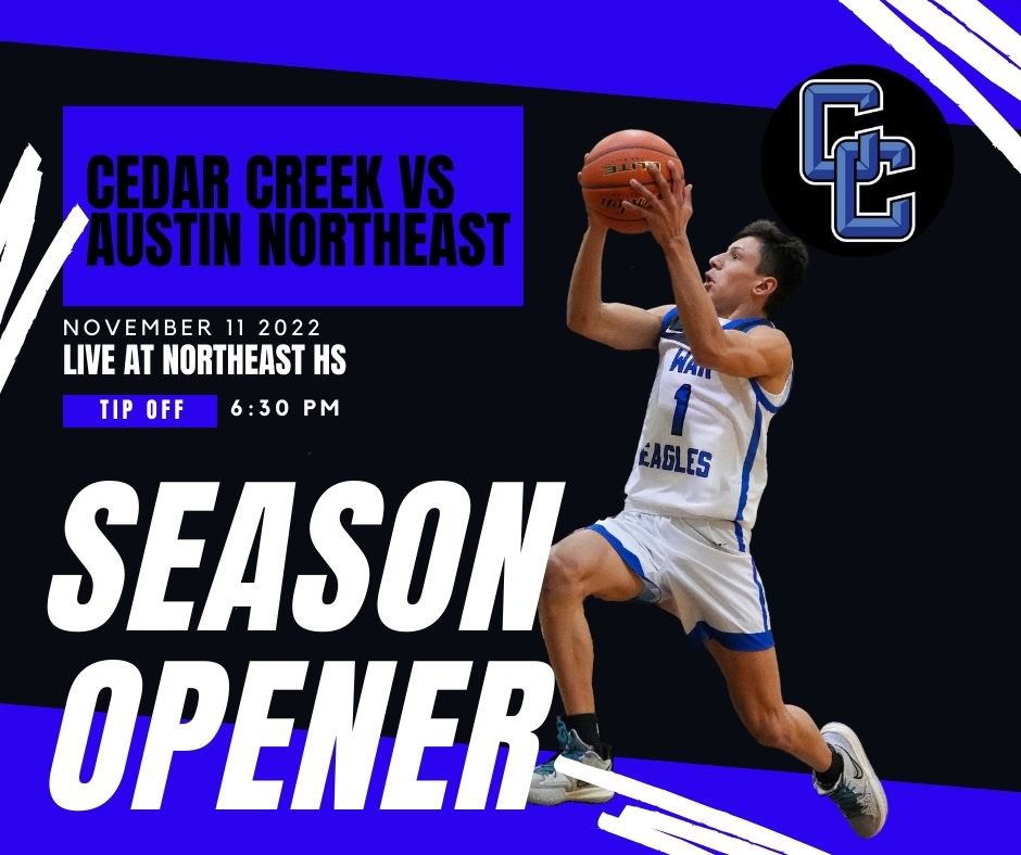 CedarCreekHoops's tweet photo. 🏀GAME DAY!!🏀
Cedar Creek Eagles open up the season on the road against Austin Northeast HS! Looking to start the season on a high note. Tip off @ 6:30!
@CedarCreekABC @FlxAtx @BastropISD https://t.co/gG925Dni90