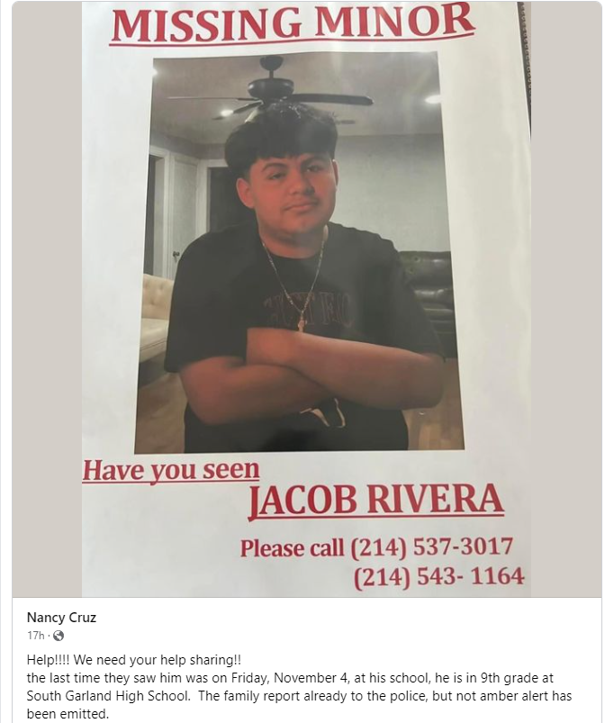 Not swim related but passing the word out on this missing South Garland Student!